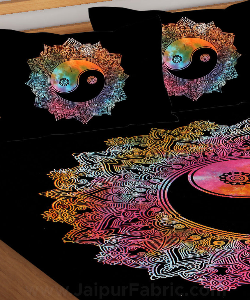 Tie And Dye Doordarshan Print Black & White Bedsheet