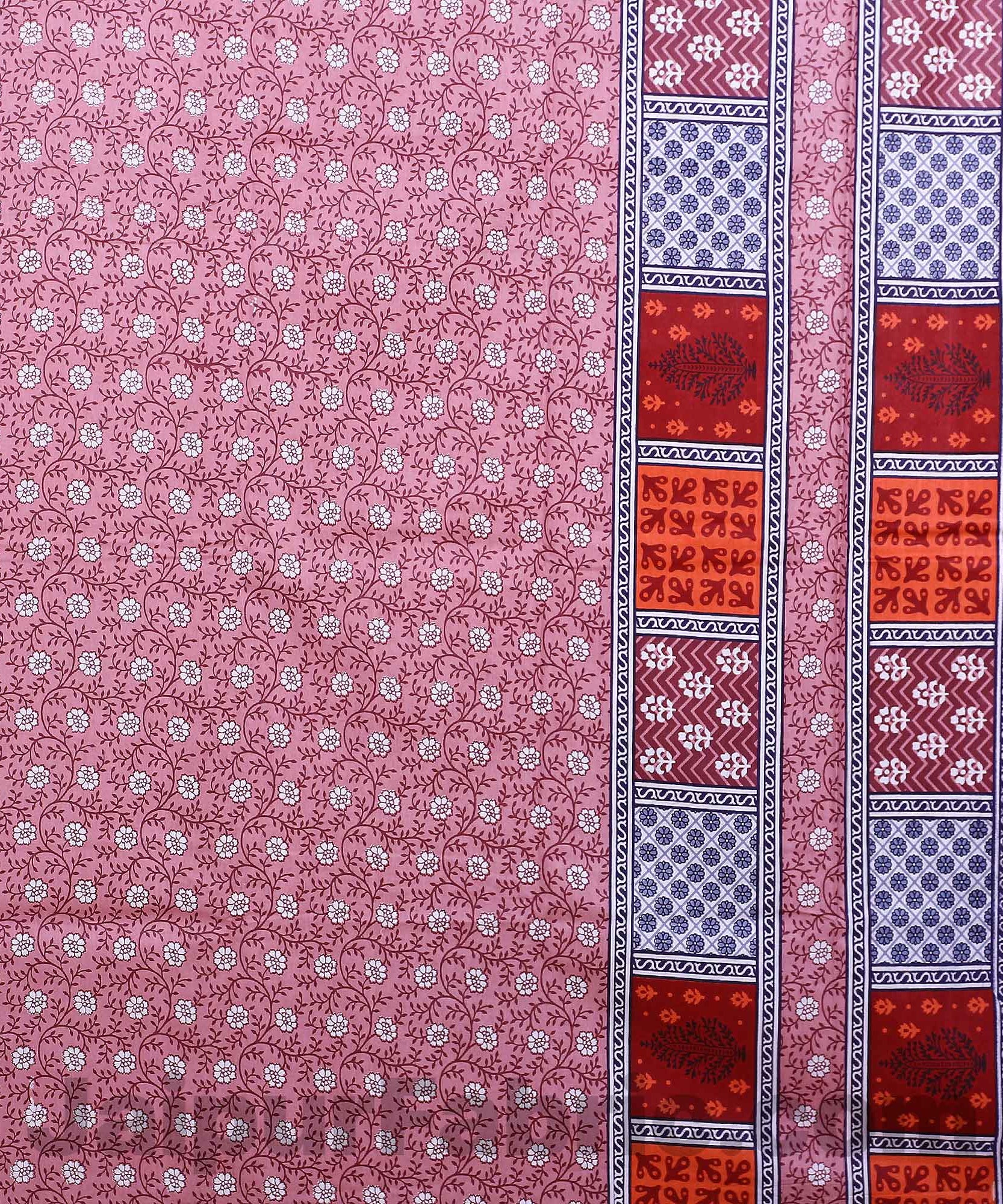 Pure Cotton Taffy Color Small Floral Jaipuri Procian Bedsheet