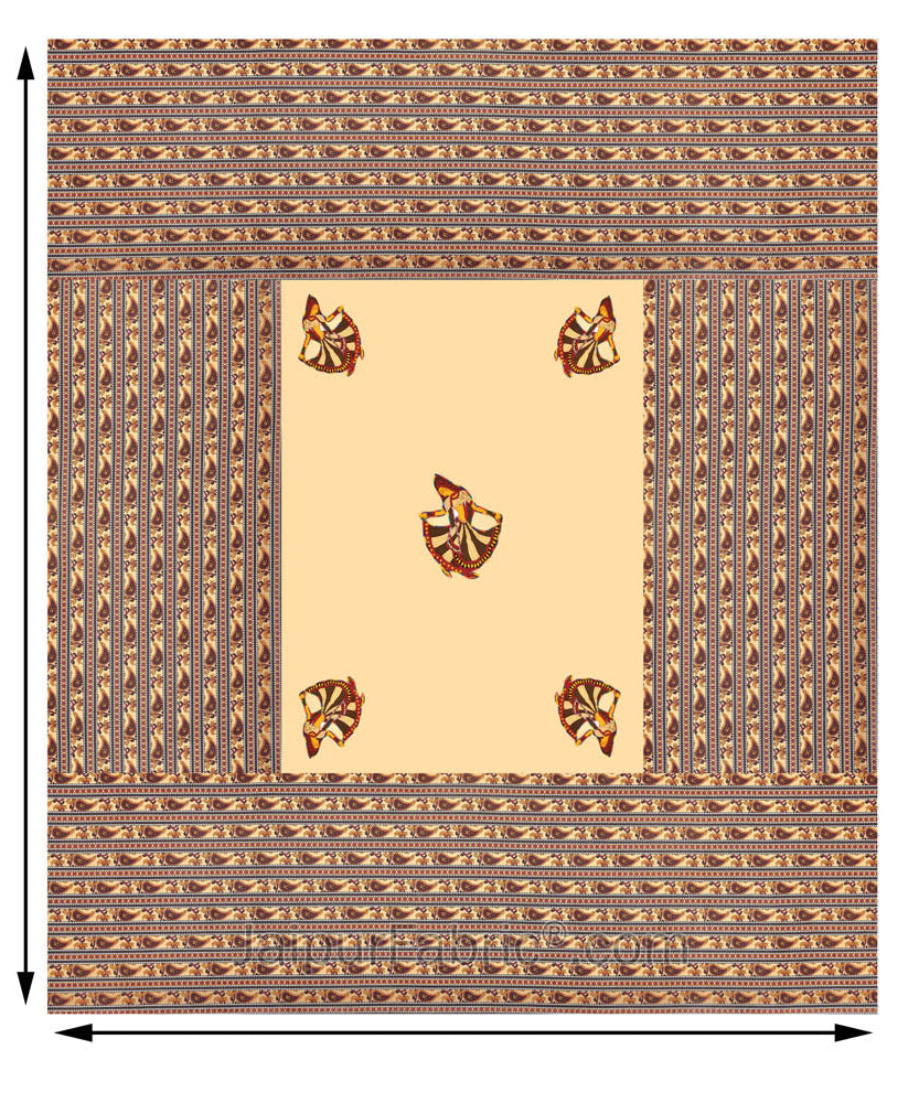 Applique Cream Gujri Jaipuri  Hand Made Embroidery Patch Work Double Bedsheet