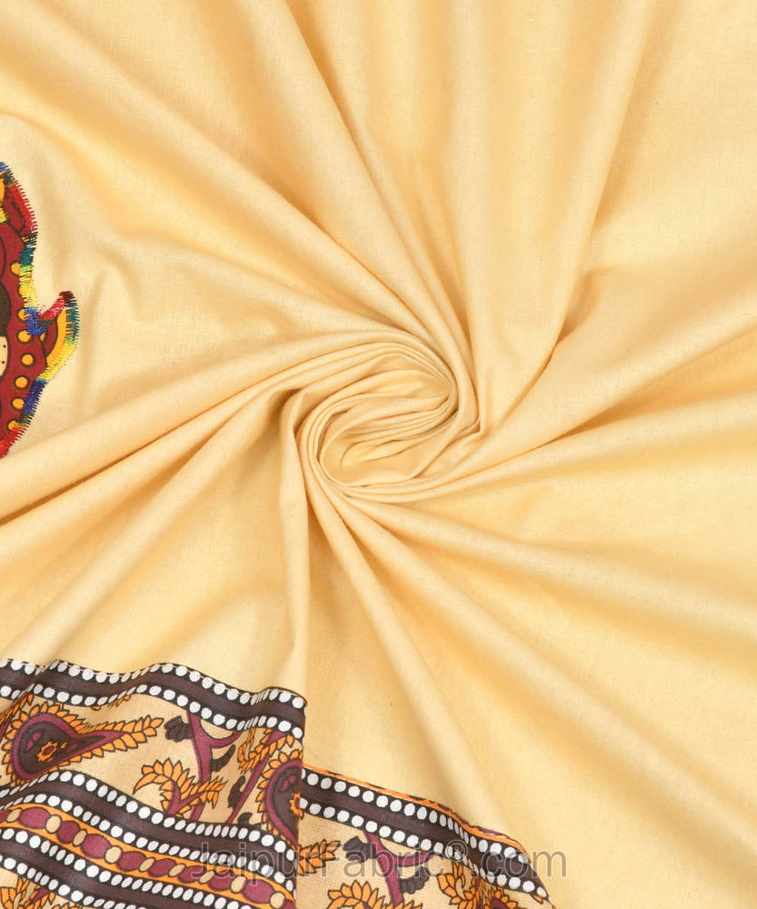 Applique Cream Gujri Jaipuri  Hand Made Embroidery Patch Work Double Bedsheet