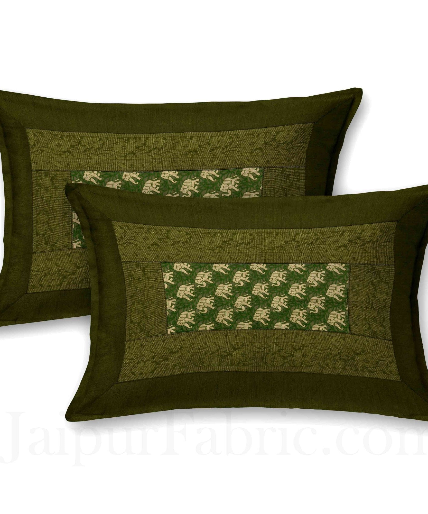 Green Rajasthani Zari Embroidered Lace Work Silk Double Bed Sheet