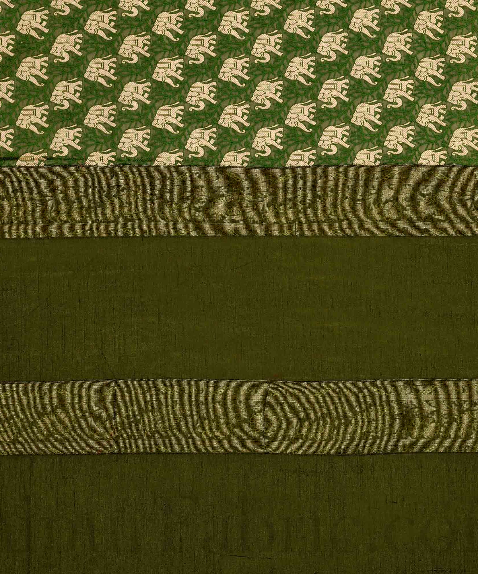 Green Rajasthani Zari Embroidered Lace Work Silk Double Bed Sheet