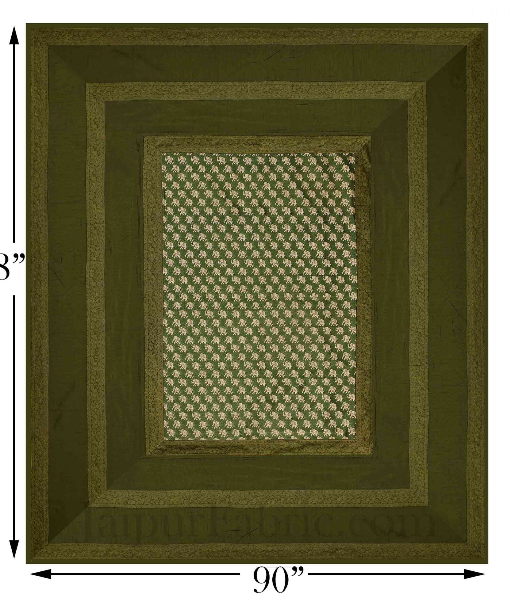 Green Rajasthani Zari Embroidered Lace Work Silk Double Bed Sheet