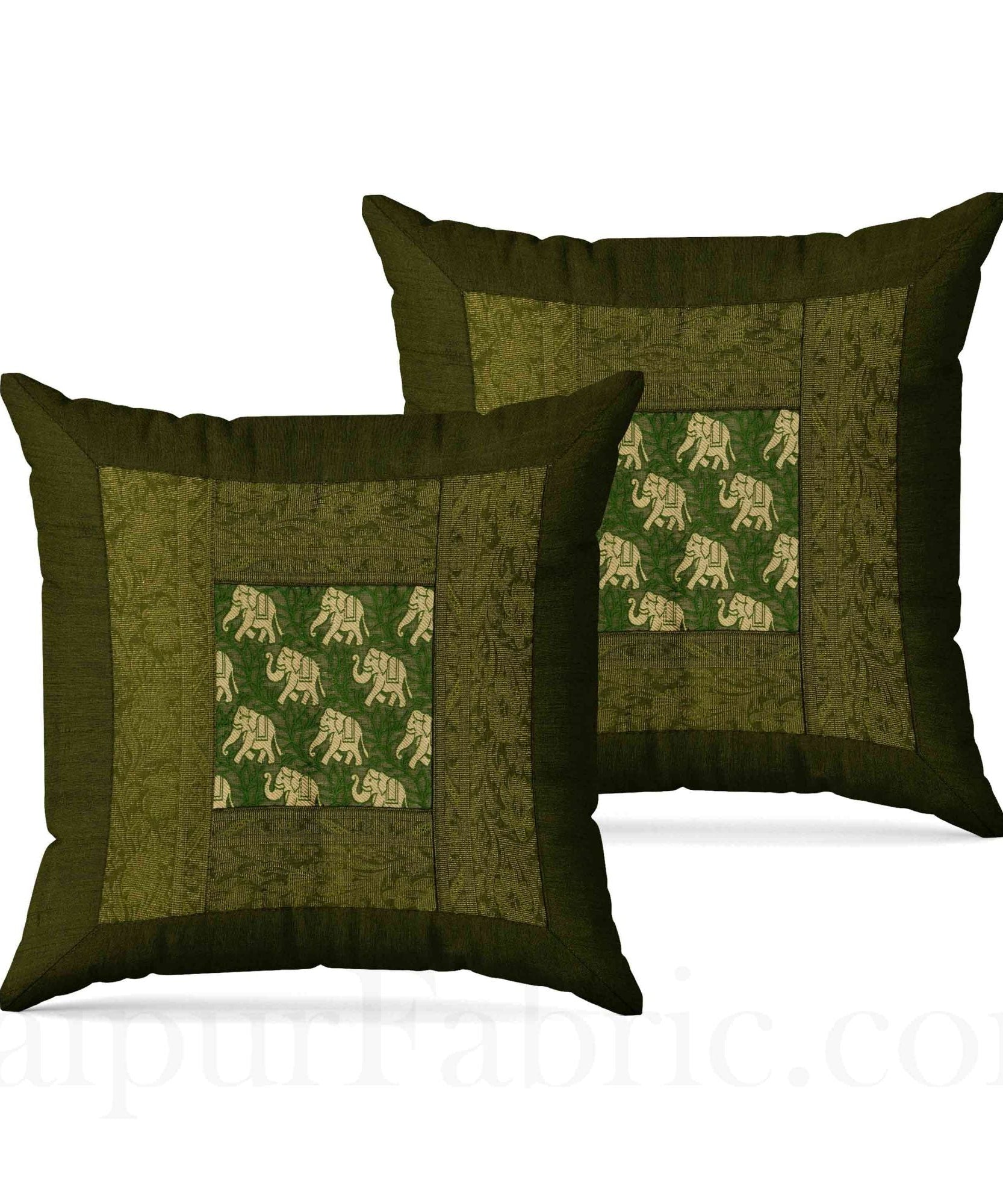 Green Rajasthani Zari Embroidered Lace Work Silk Double Bed Sheet