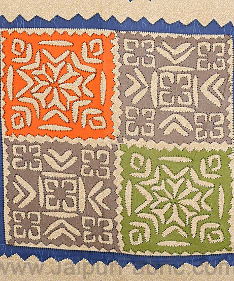 COMBO349 Katha Barmeri 2 Double Bed Sheet + 4 Pillow Cover