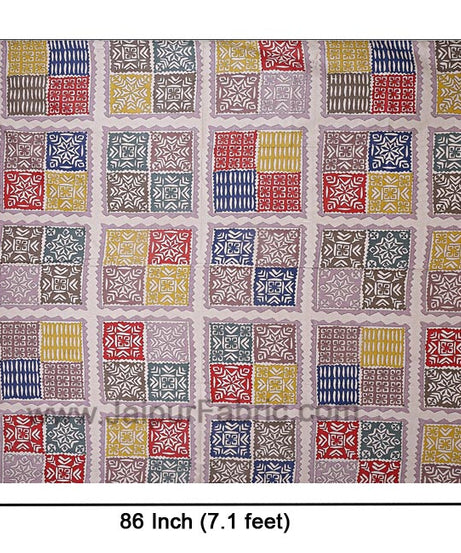 COMBO349 Katha Barmeri 2 Double Bed Sheet + 4 Pillow Cover