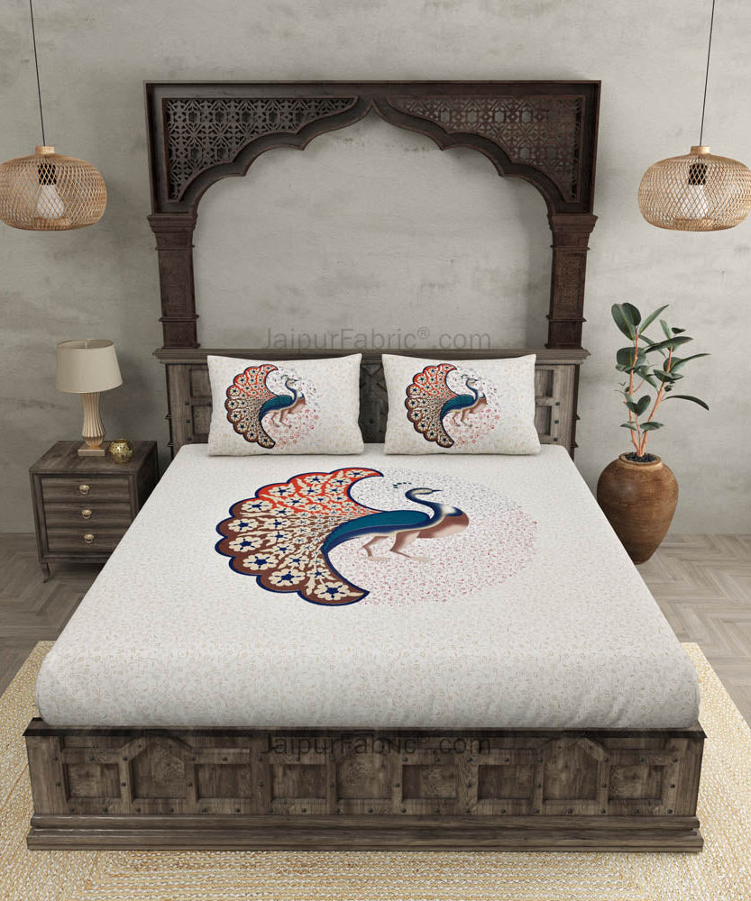 Peacock Harmony Cotton Double Bedsheet Combo