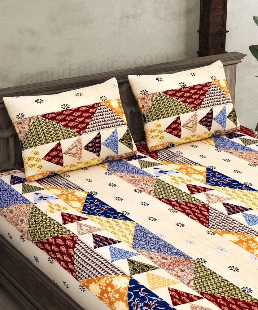 COMBO348 Twill Cotton 2 Double Bed Sheet + 4 Pillow Cover