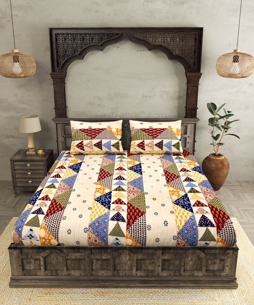 COMBO348 Twill Cotton 2 Double Bed Sheet + 4 Pillow Cover