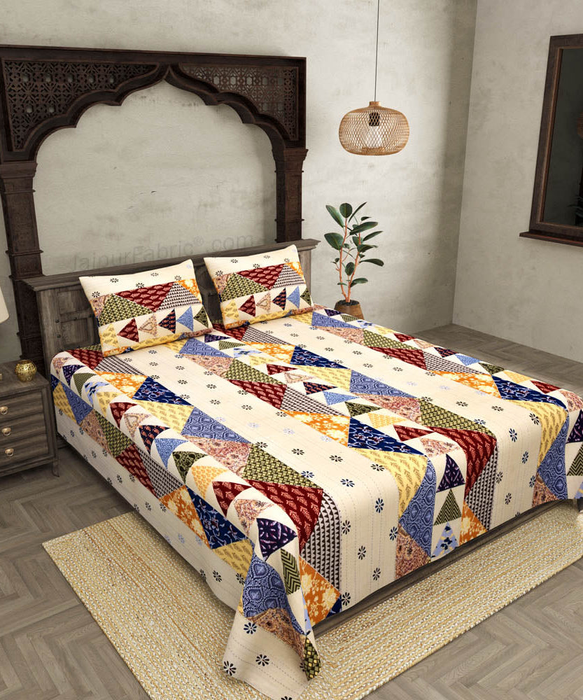 COMBO348 Twill Cotton 2 Double Bed Sheet + 4 Pillow Cover