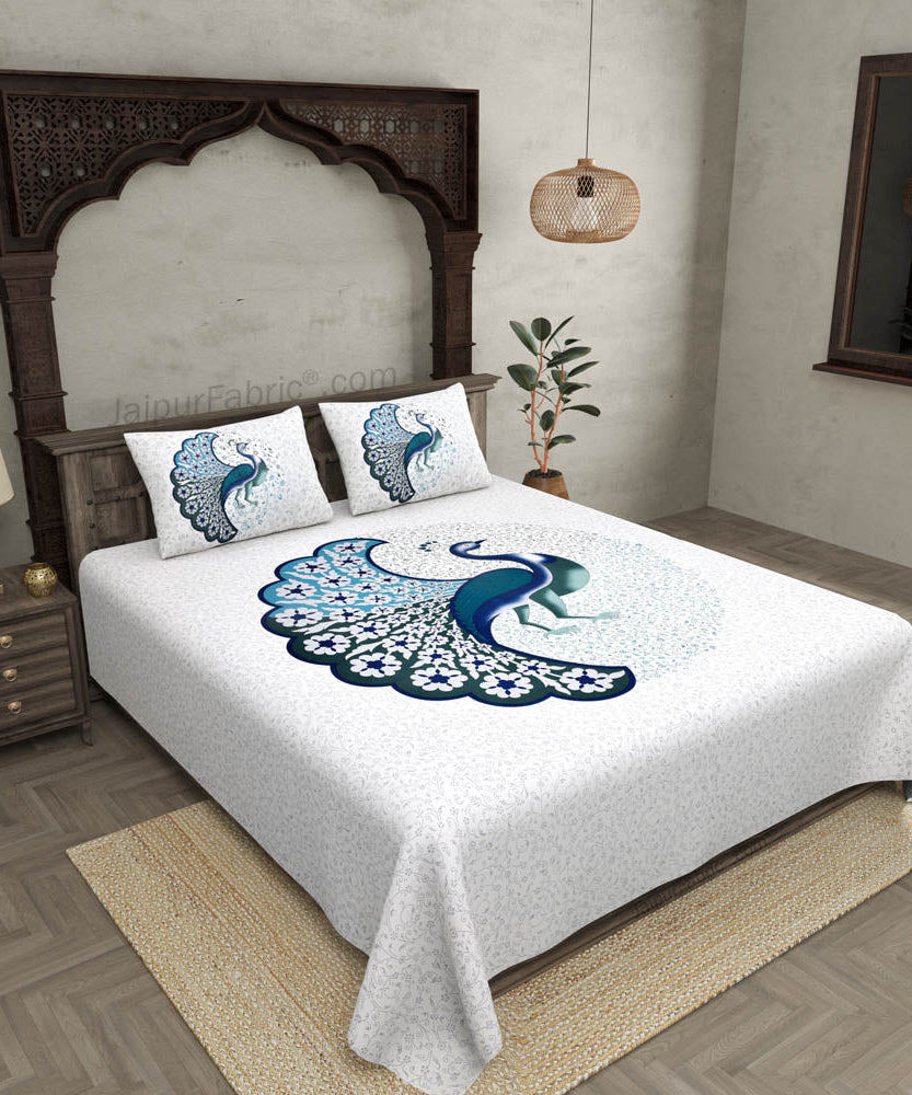 Peacock Harmony Cotton Double Bedsheet Combo
