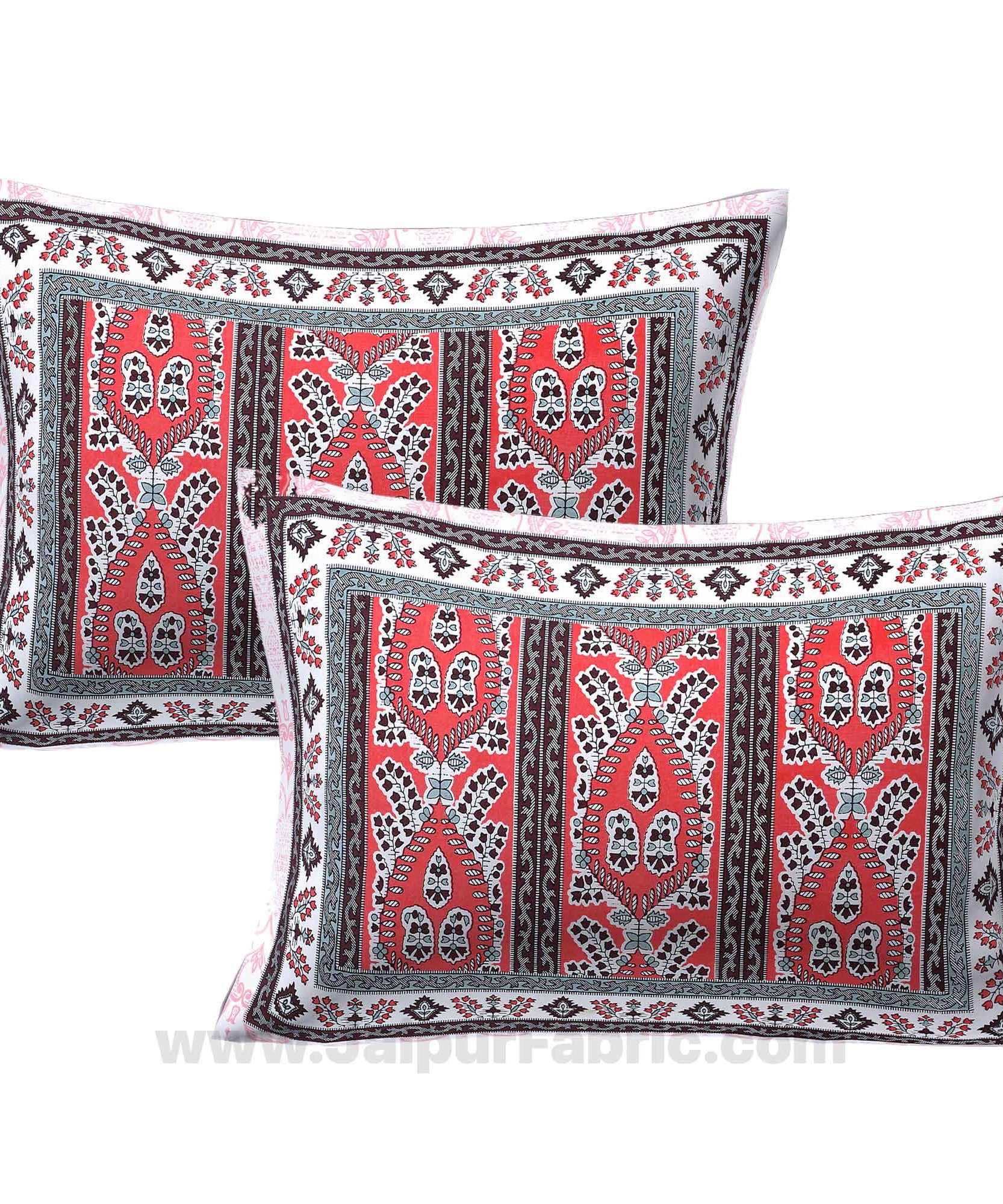 Artistic Quadrangle Red Double Bedsheet