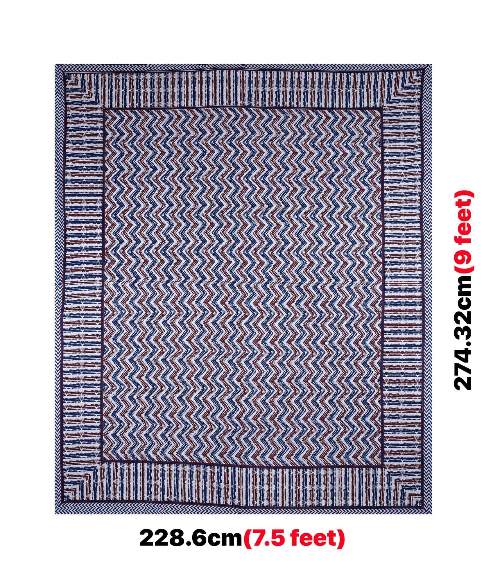 Zigzag Pulse Navy Blue Double Bedsheet