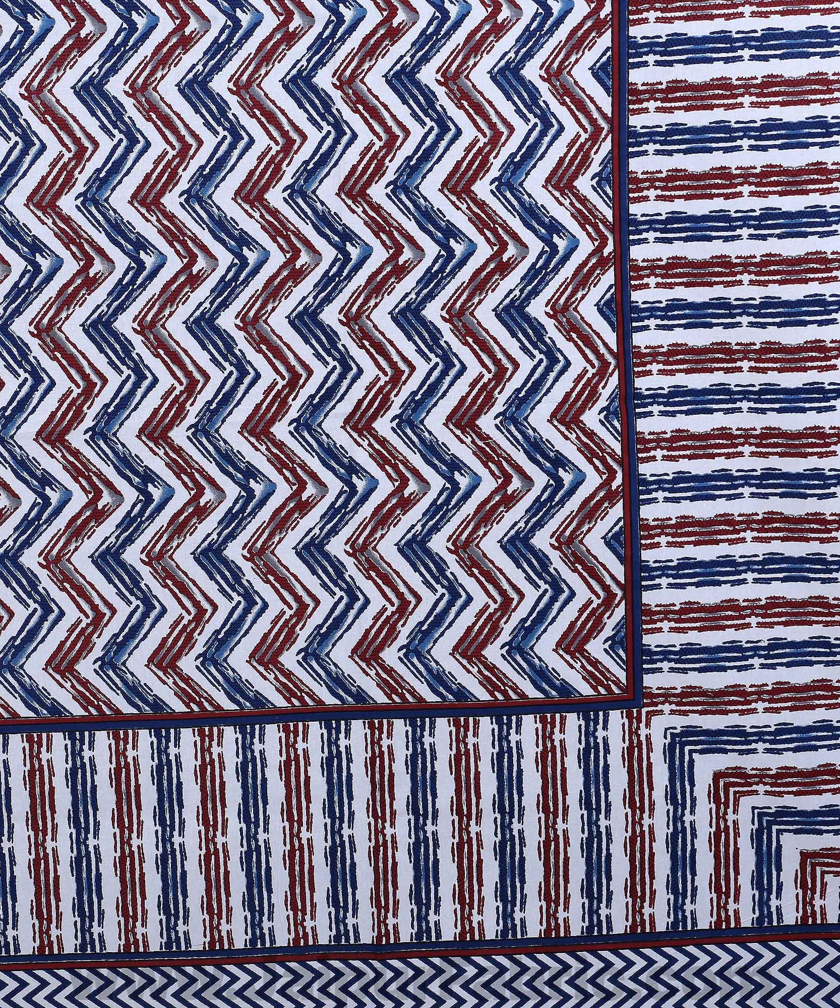 Zigzag Pulse Navy Blue Double Bedsheet
