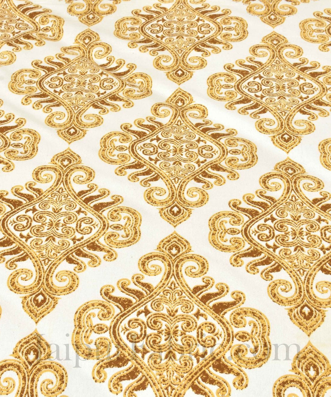 Pure Cotton Golden Color Zigzag Border Jaipuri Double Bedsheet
