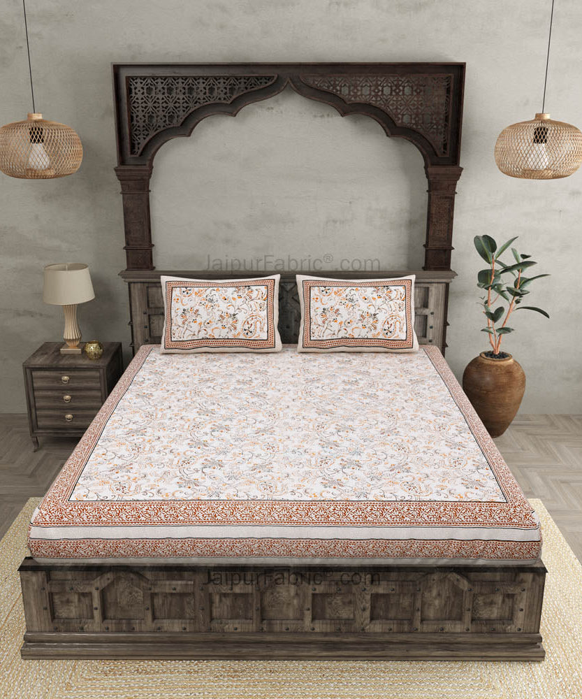 Pure Cotton Paisley Floral Ethnic Jaipuri Double Bedsheet – Choose Your Favorite Border