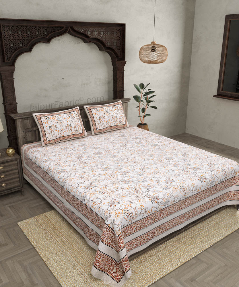 Pure Cotton Paisley Floral Ethnic Jaipuri Double Bedsheet – Choose Your Favorite Border