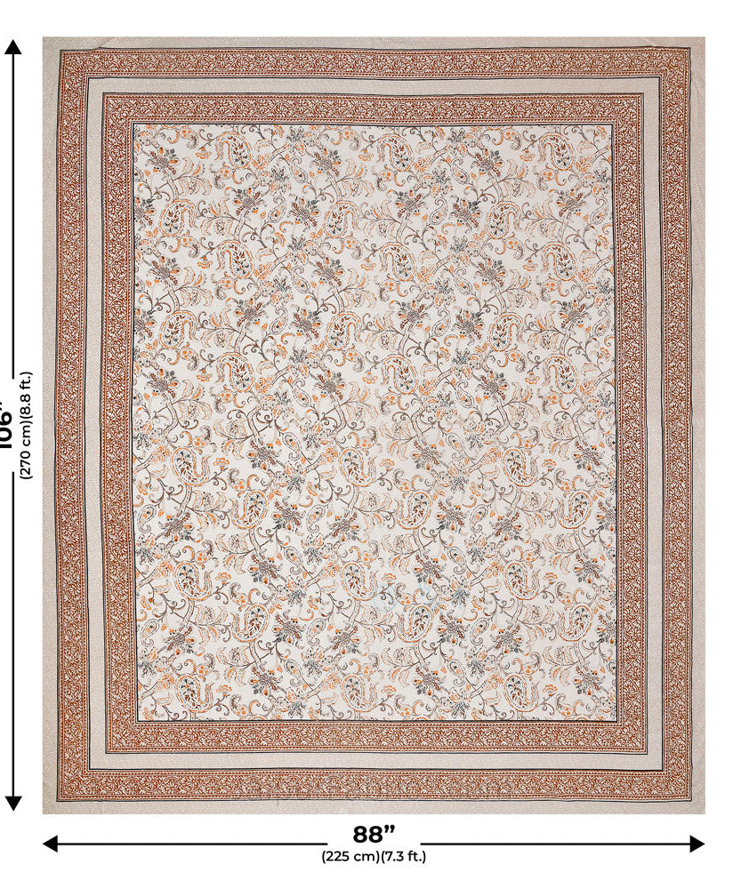 Pure Cotton Paisley Floral Ethnic Jaipuri Double Bedsheet – Choose Your Favorite Border