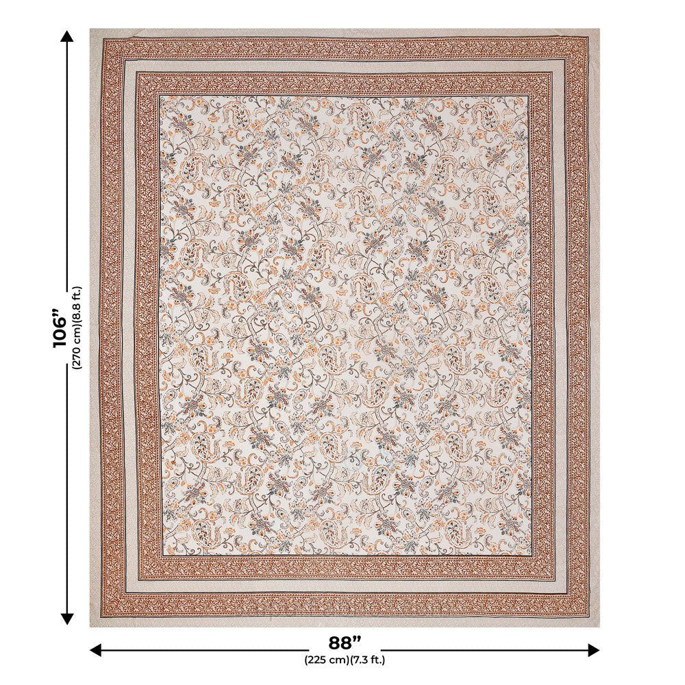 Pure Cotton Paisley Floral Ethnic Jaipuri Double Bedsheet – Choose Your Favorite Border