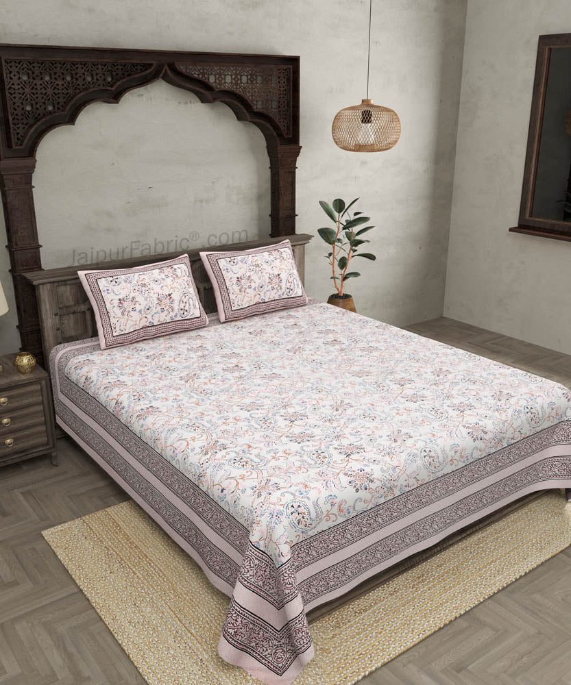 Pure Cotton Paisley Floral Ethnic Jaipuri Double Bedsheet – Choose Your Favorite Border