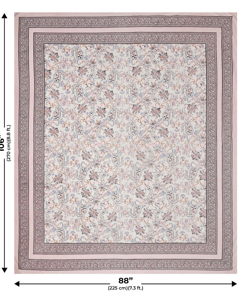 Pure Cotton Paisley Floral Ethnic Jaipuri Double Bedsheet – Choose Your Favorite Border