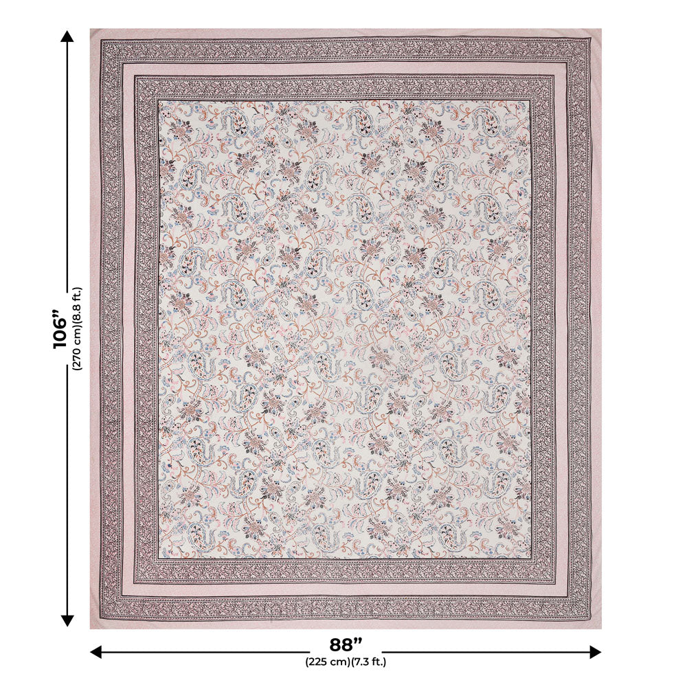 Pure Cotton Paisley Floral Ethnic Jaipuri Double Bedsheet – Choose Your Favorite Border