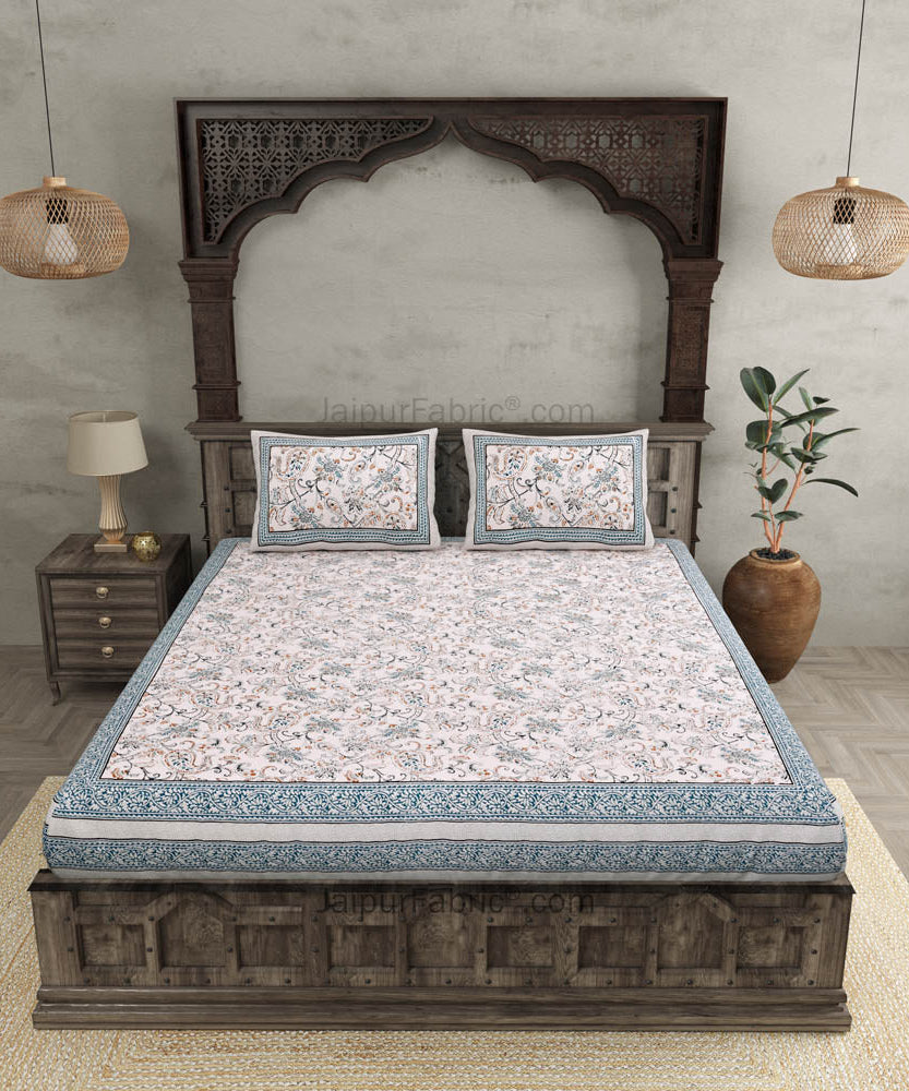 Pure Cotton Paisley Floral Ethnic Jaipuri Double Bedsheet – Choose Your Favorite Border