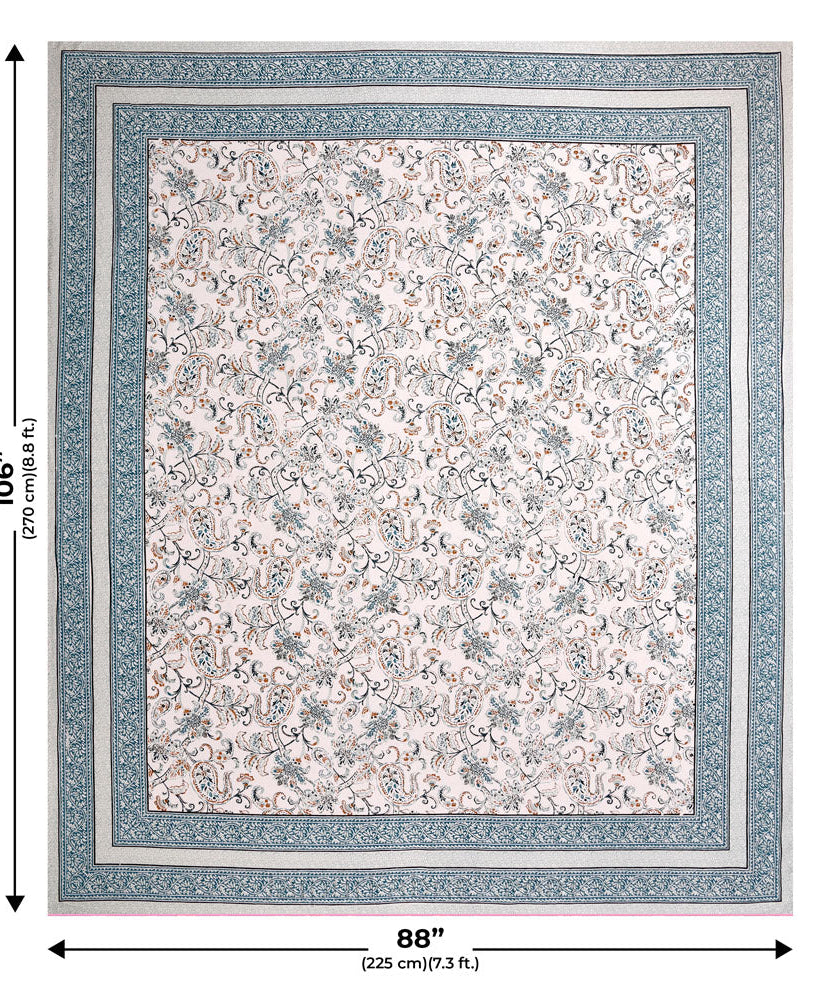 Pure Cotton Paisley Floral Ethnic Jaipuri Double Bedsheet – Choose Your Favorite Border