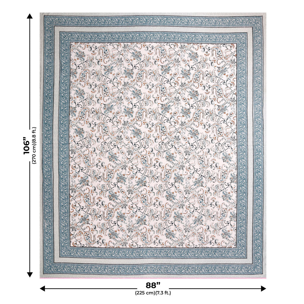 Pure Cotton Paisley Floral Ethnic Jaipuri Double Bedsheet – Choose Your Favorite Border