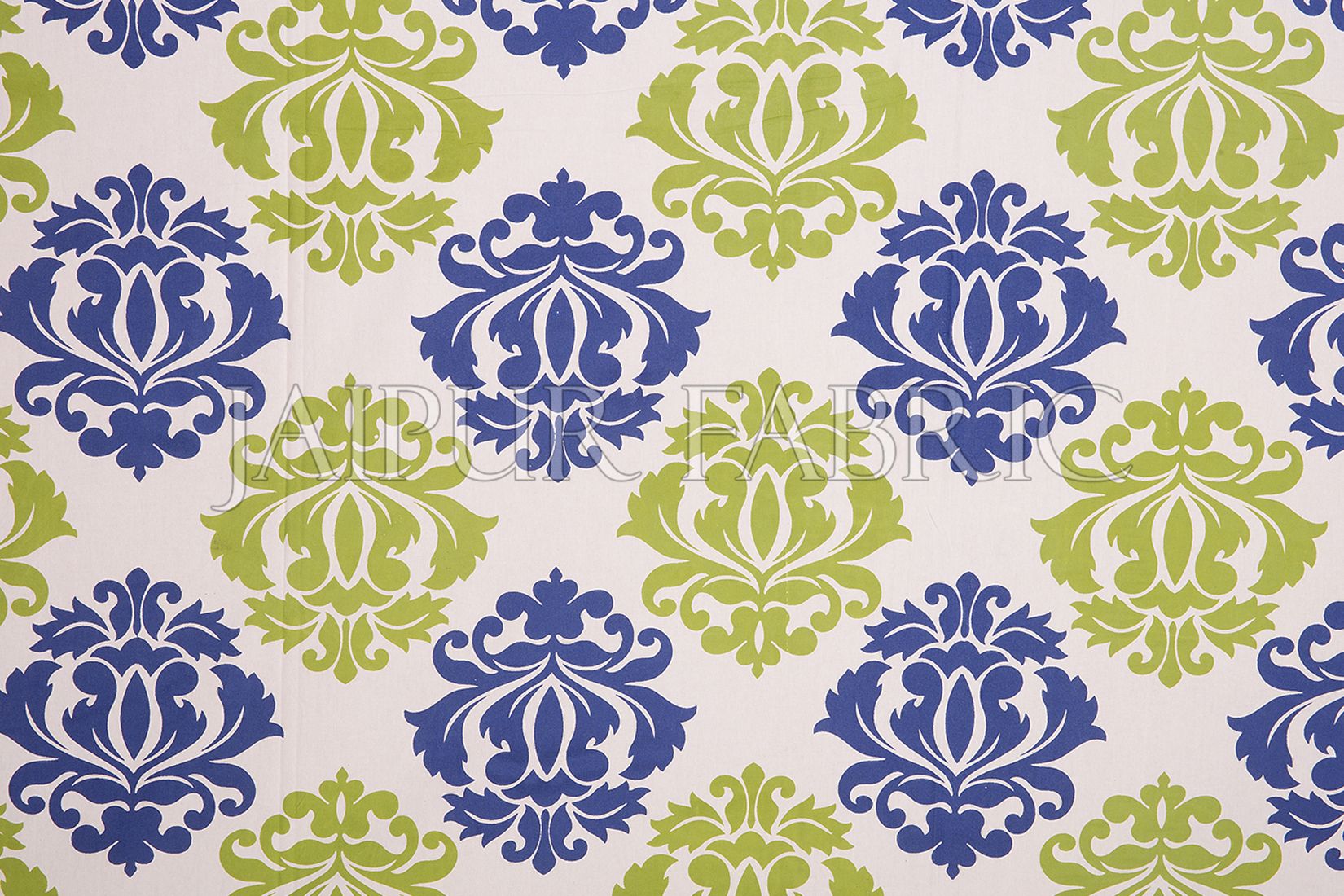 Blue Border Floral Pattern Screen Print Cotton Double Bed Sheet