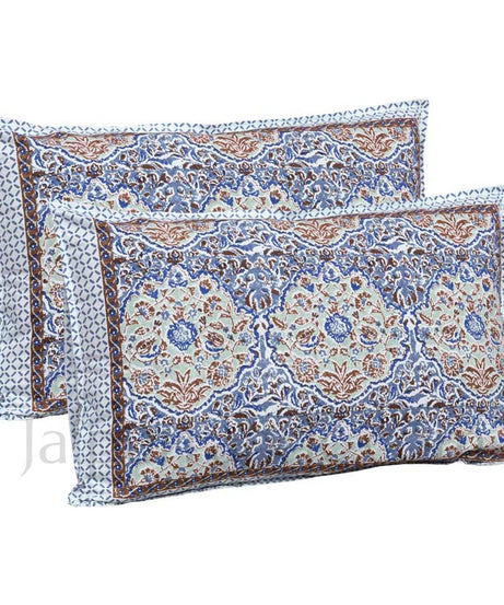 Garden Grace Blue Cotton Double Bedsheet