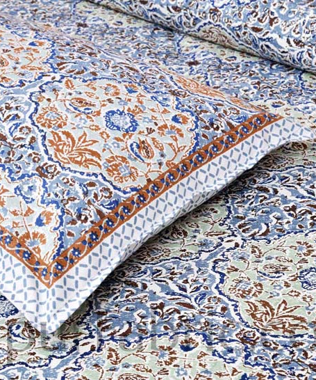 Garden Grace Blue Cotton Double Bedsheet