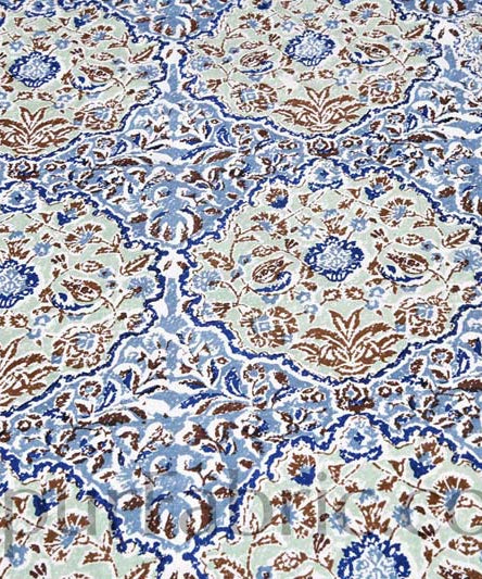 Garden Grace Blue Cotton Double Bedsheet