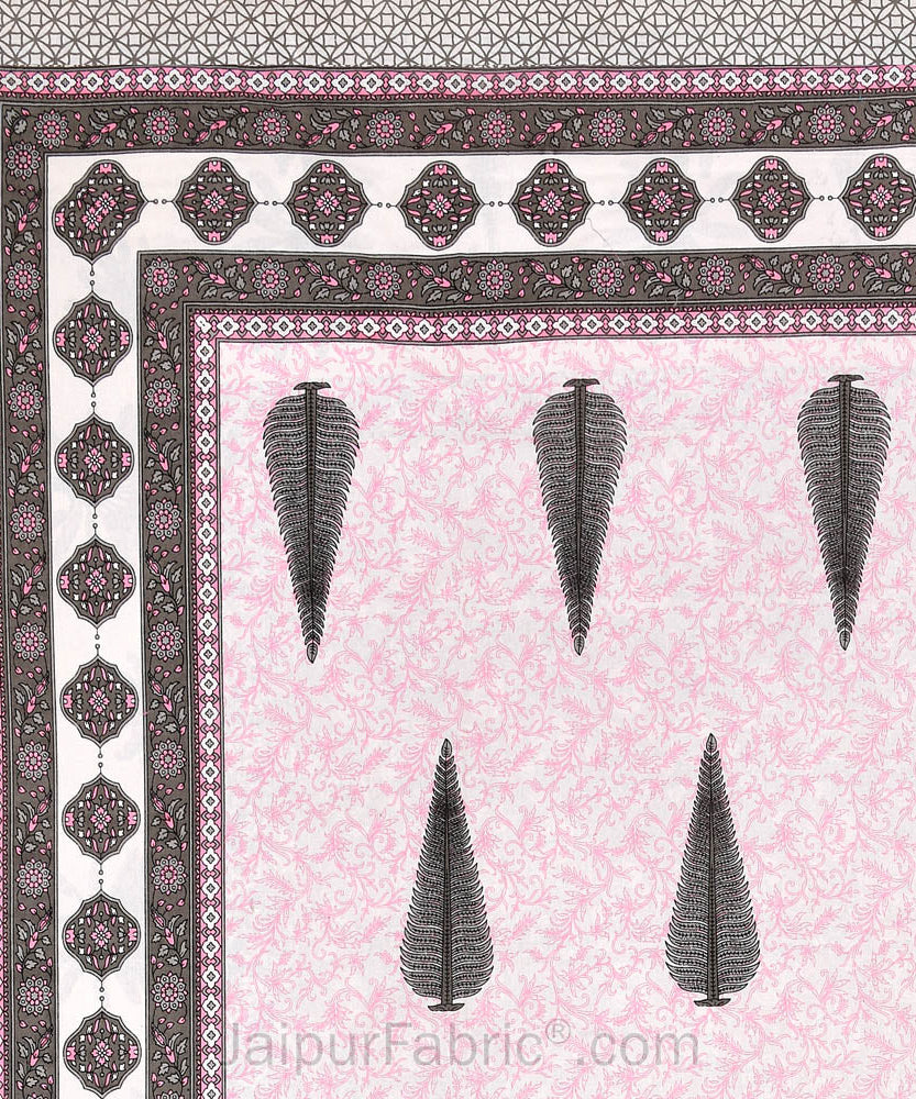 Ethnic Motif Pink Block Print Pure Cotton Double Bedsheet