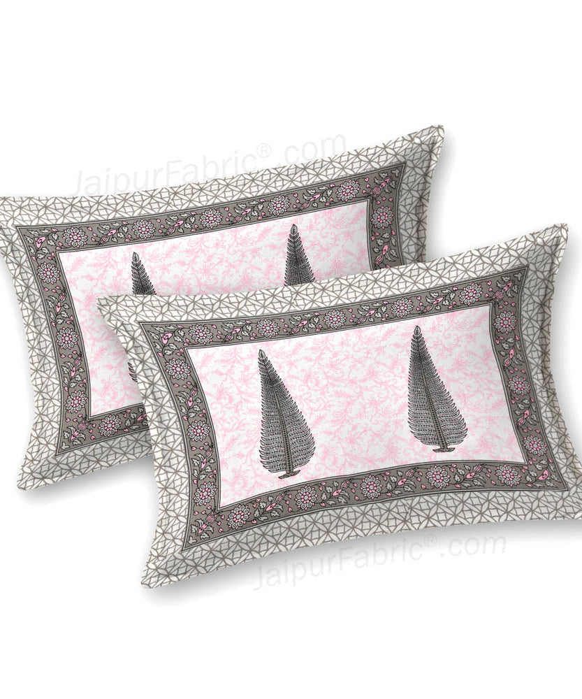 Ethnic Motif Pink Block Print Pure Cotton Double Bedsheet