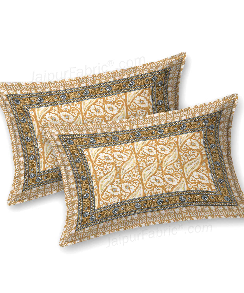 Rustic Rhythms Mustard Block Print Pure Cotton Double Bedsheet