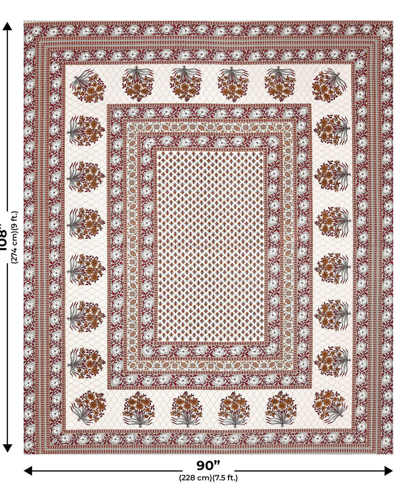Heritage Hues Pinkish Block Print Pure Cotton Double Bedsheet