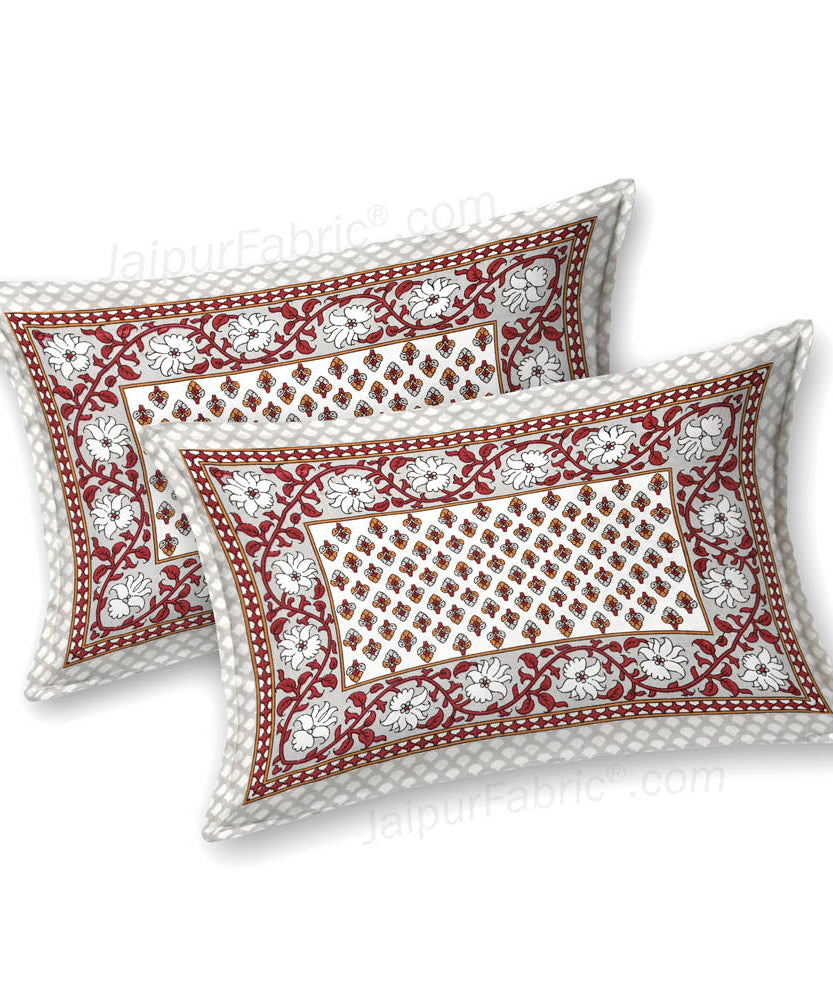 Heritage Hues Pinkish Block Print Pure Cotton Double Bedsheet