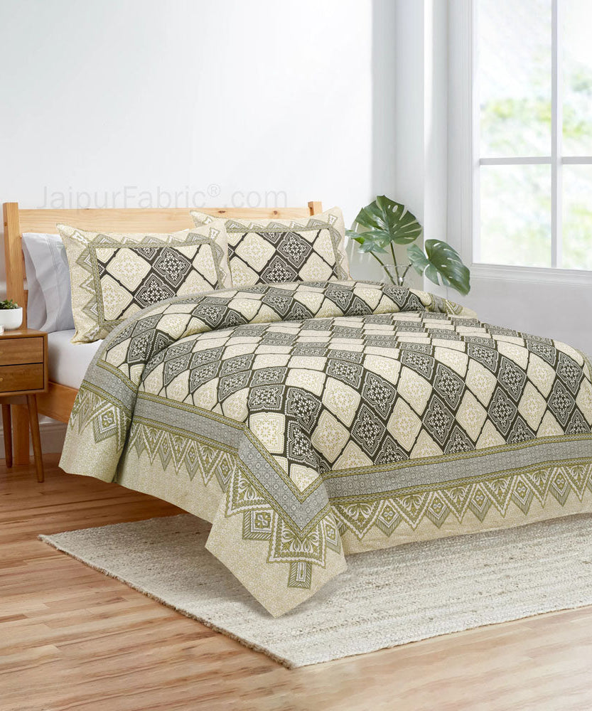 Green Geometry Bedsheet.com Double Bed Sheet