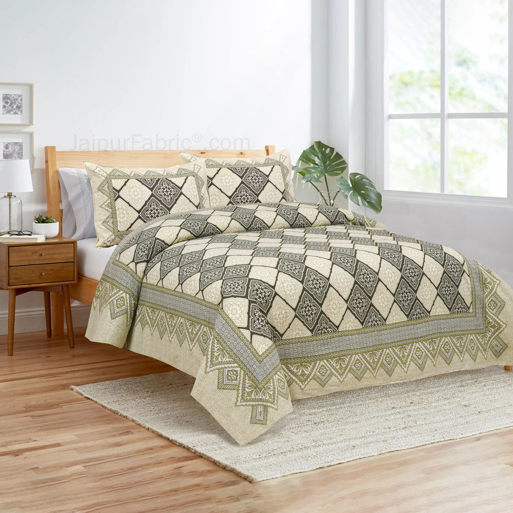 Green Geometry Bedsheet.com Double Bed Sheet
