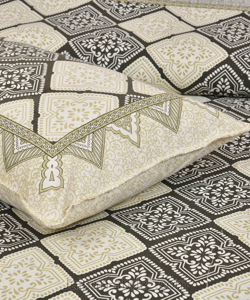 Green Geometry Bedsheet.com Double Bed Sheet