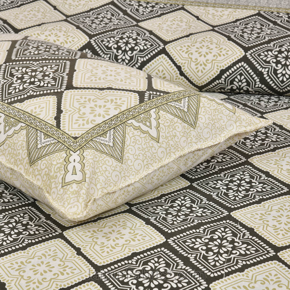 Green Geometry Bedsheet.com Double Bed Sheet