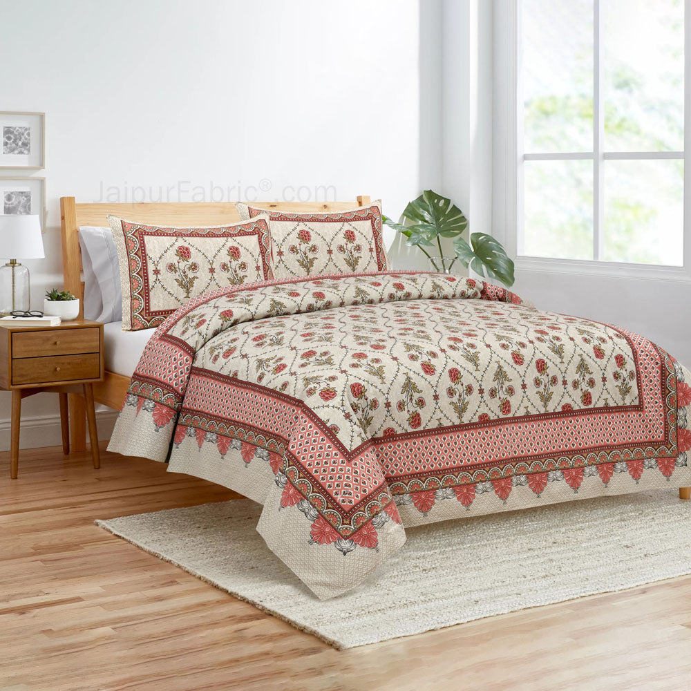 Pink Jaal Bedsheet.com Double Bed Sheet