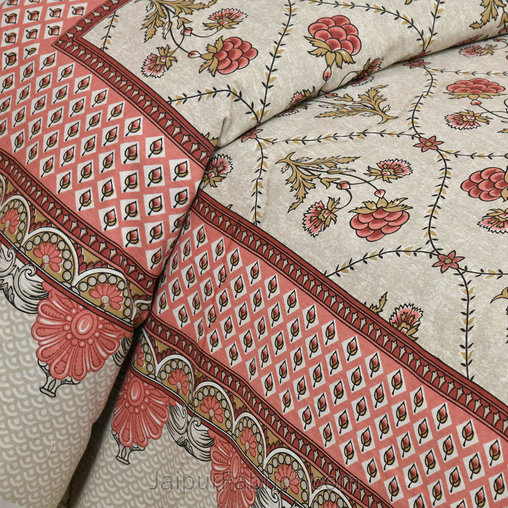 Pink Jaal Bedsheet.com Double Bed Sheet