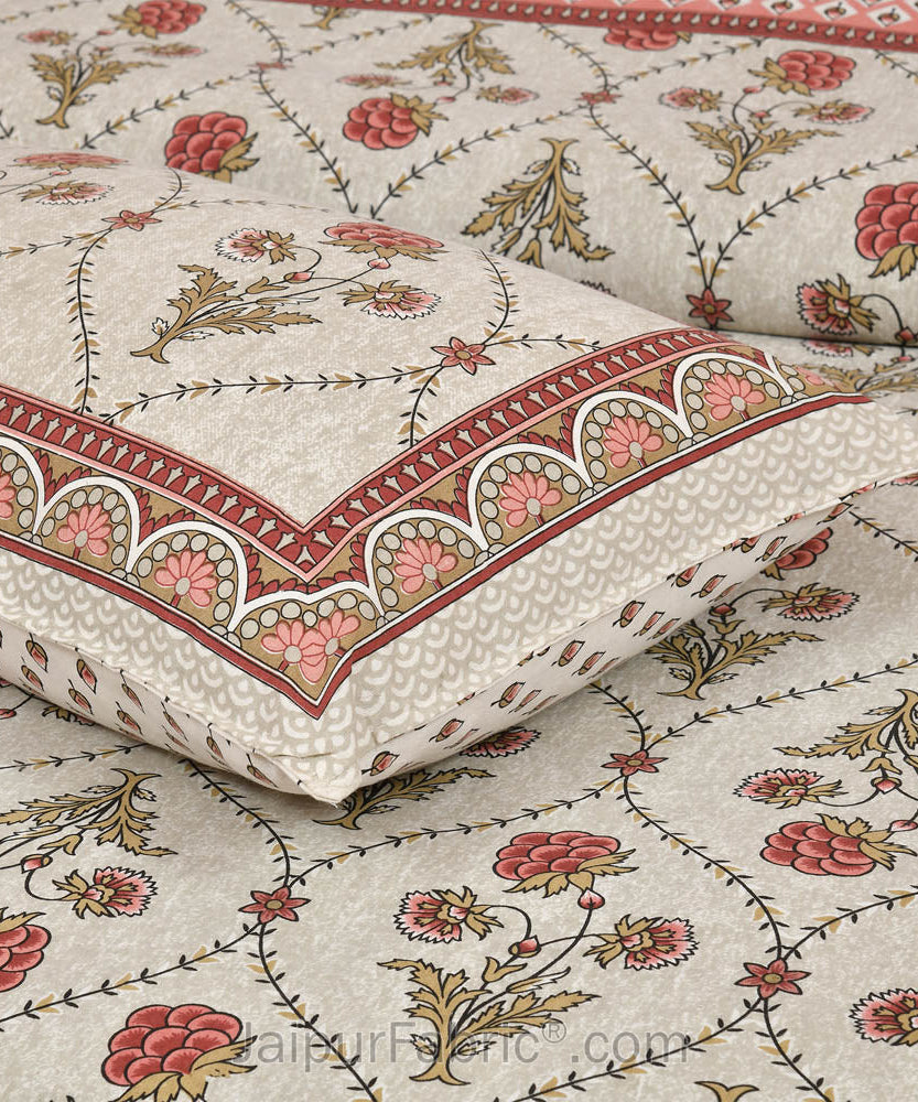 Pink Jaal Bedsheet.com Double Bed Sheet