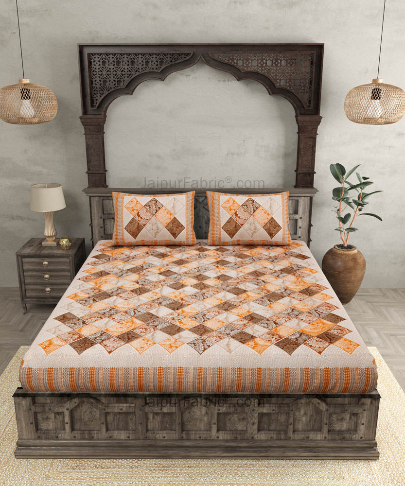 Ethnic Tiles Orange Double Bedsheet