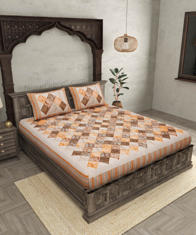 Ethnic Tiles Orange Double Bedsheet