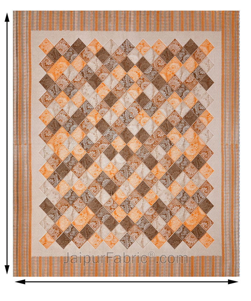 Ethnic Tiles Orange Double Bedsheet
