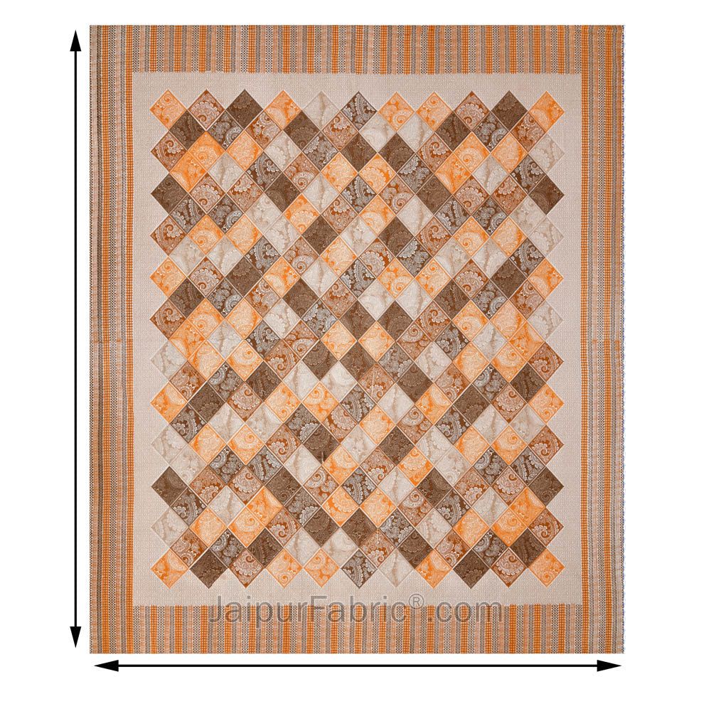 Ethnic Tiles Orange Double Bedsheet