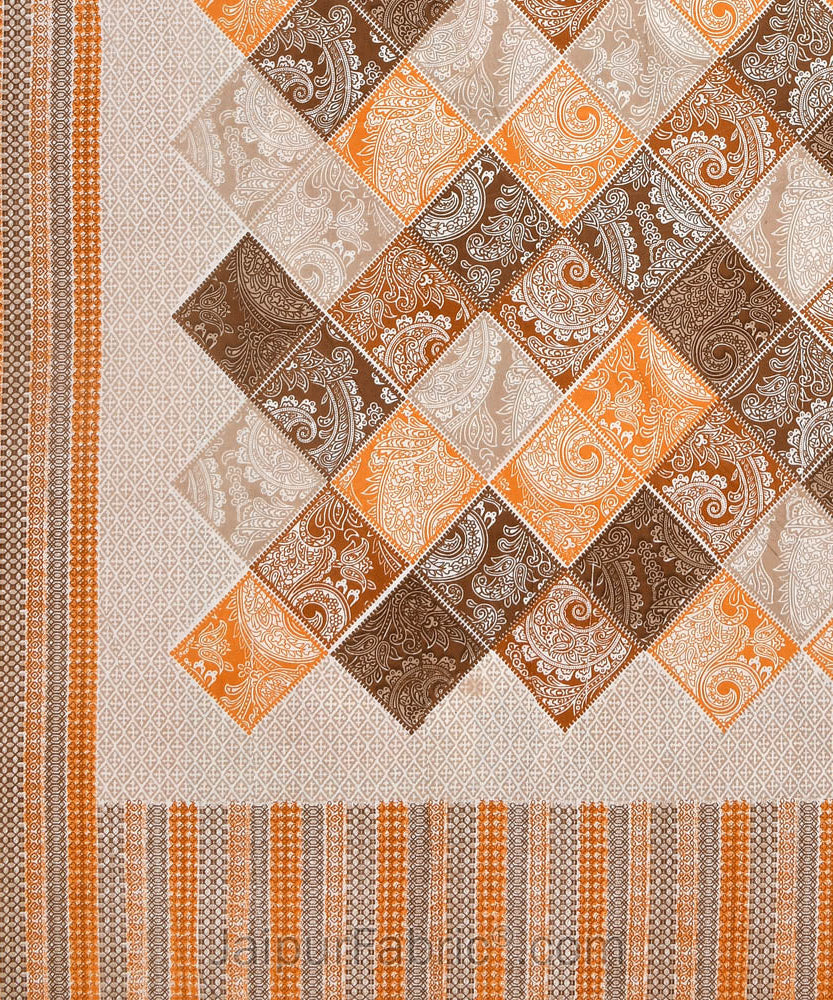 Ethnic Tiles Orange Double Bedsheet